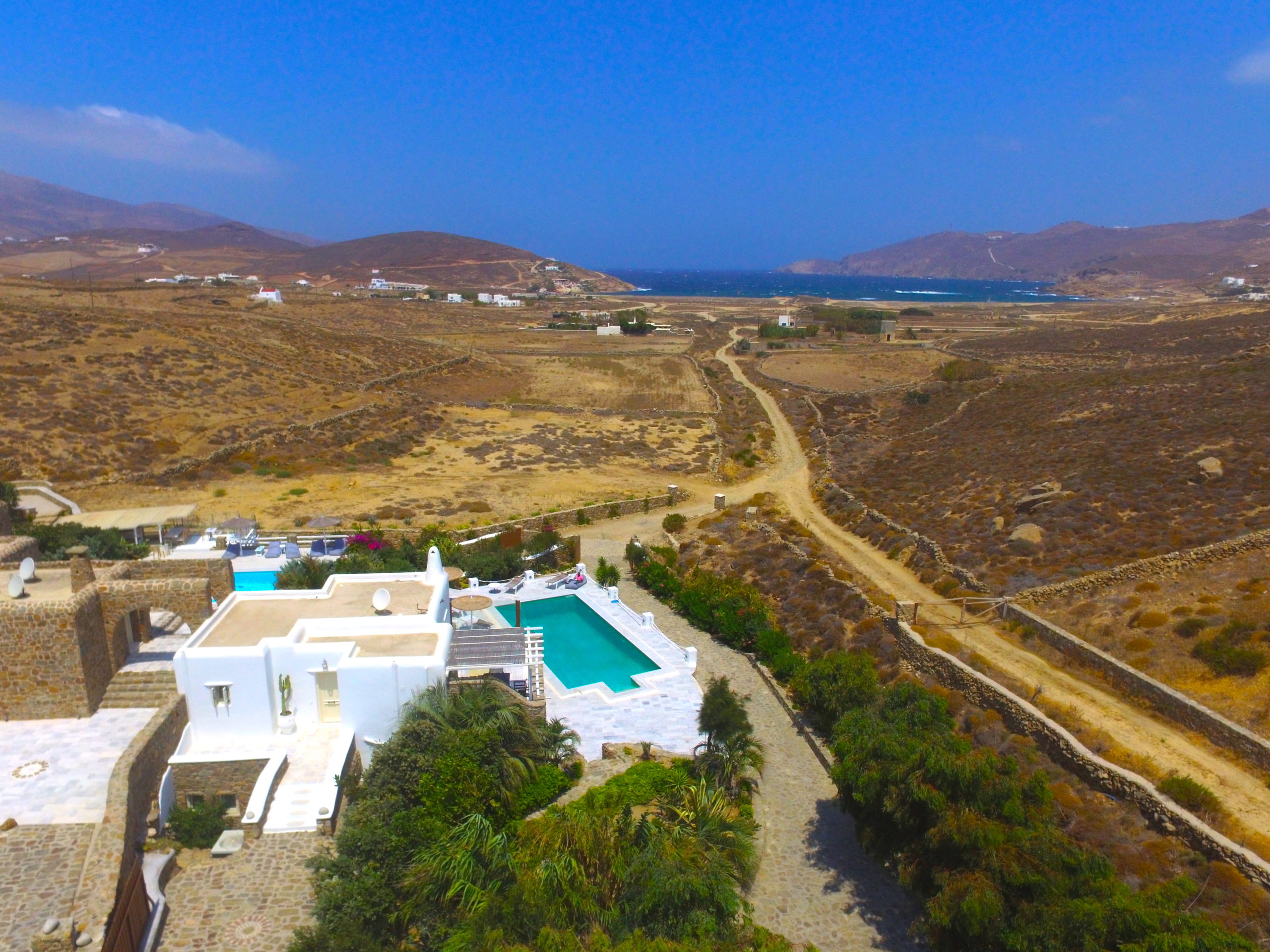 Aerial views of Mykonos Dream villas in Greece